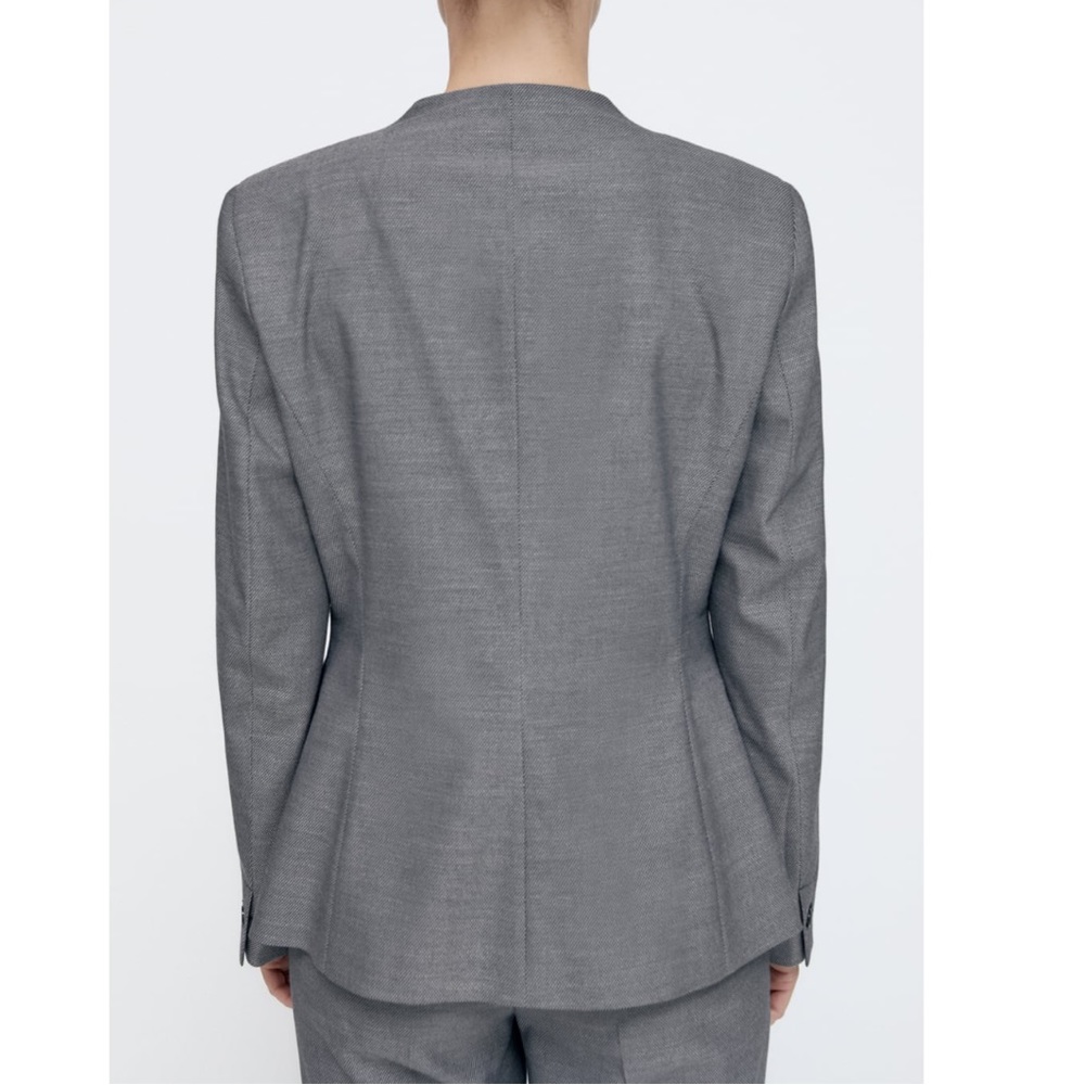 NEW! Zara SUIT SET Heathered Tailored Blazer and Cigarette Pants - Picture 5 of 16